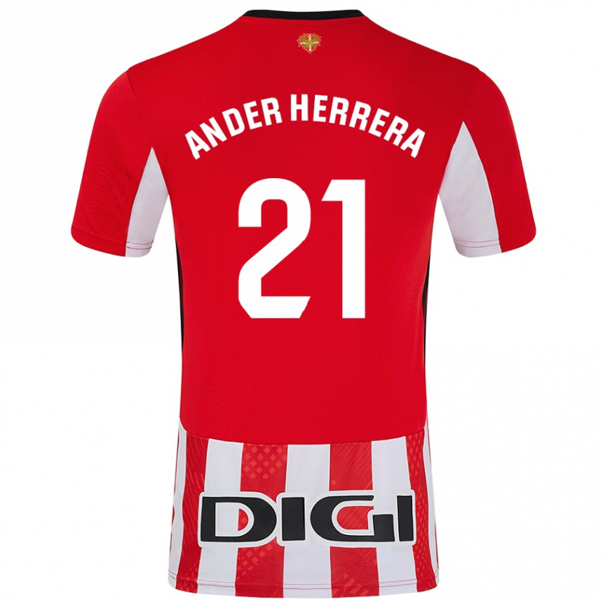 Kids Football Ander Herrera #21 Red White Home Jersey 2024/25 T-Shirt Australia