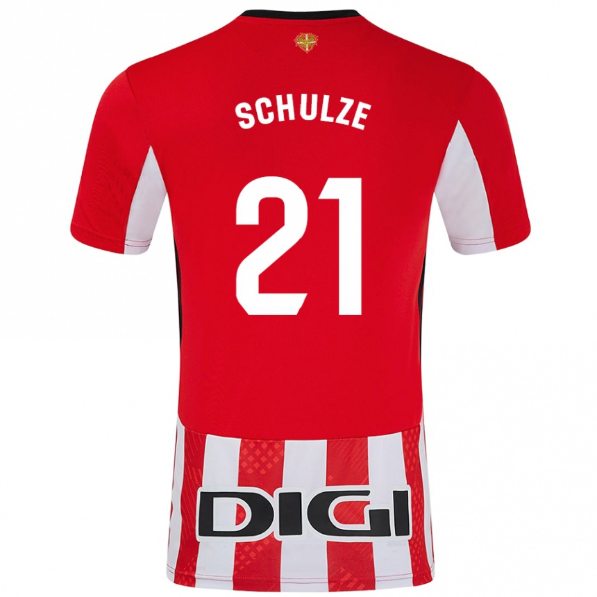 Kids Football Bibiane Schulze #21 Red White Home Jersey 2024/25 T-Shirt Australia