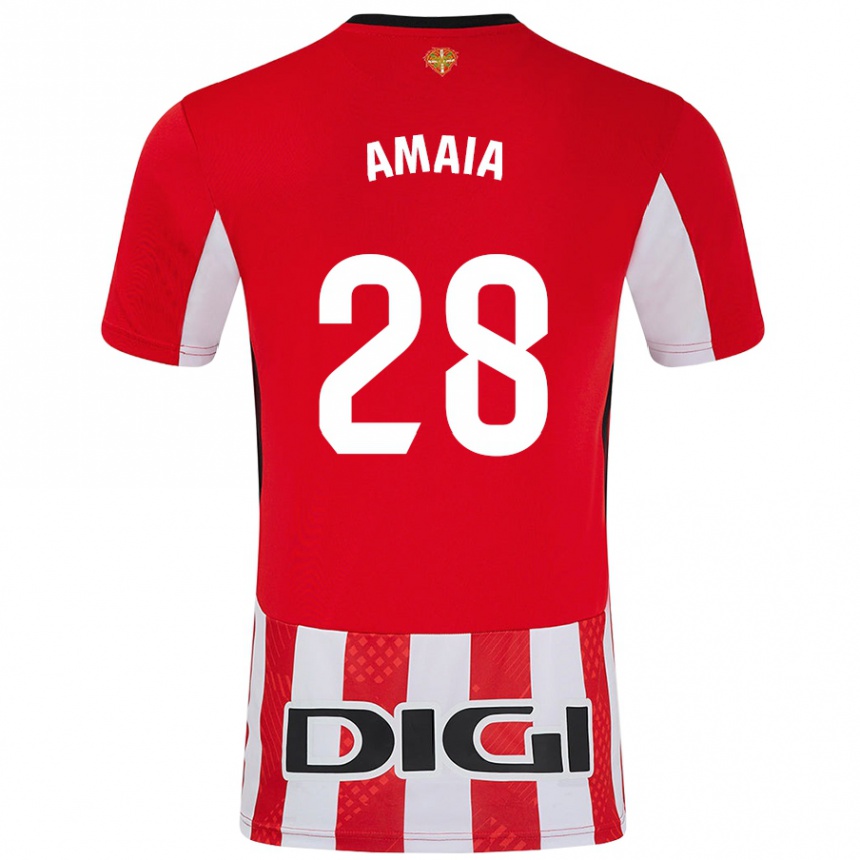 Kids Football Amaia Martinez De La Peña #28 Red White Home Jersey 2024/25 T-Shirt Australia