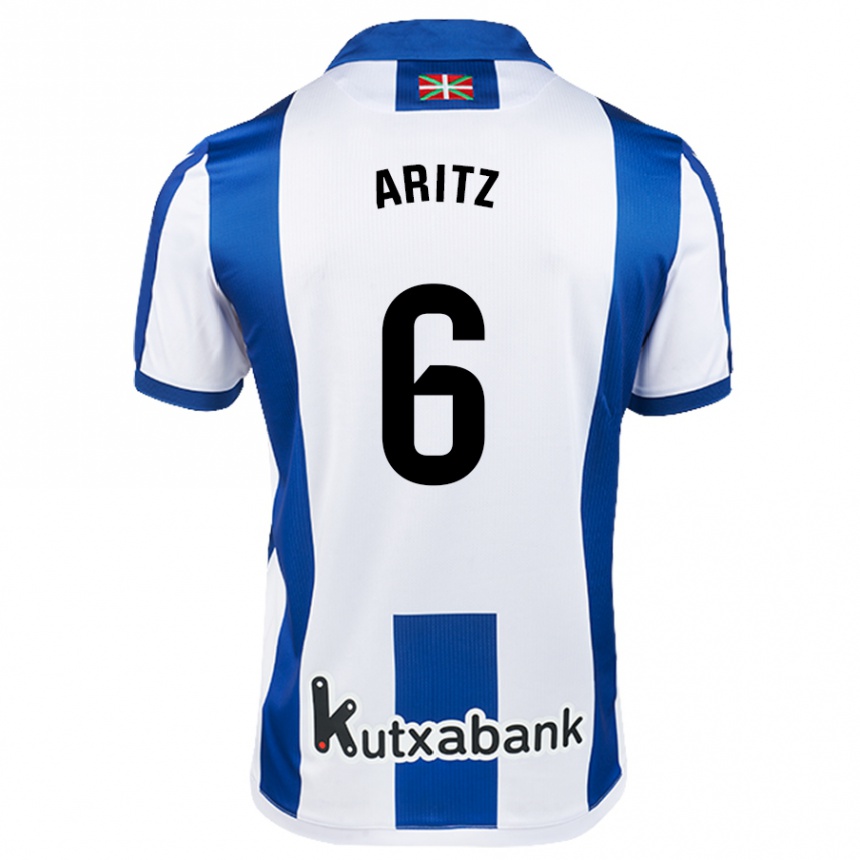 Kids Football Aritz Elustondo #6 White Blue Home Jersey 2024/25 T-Shirt Australia