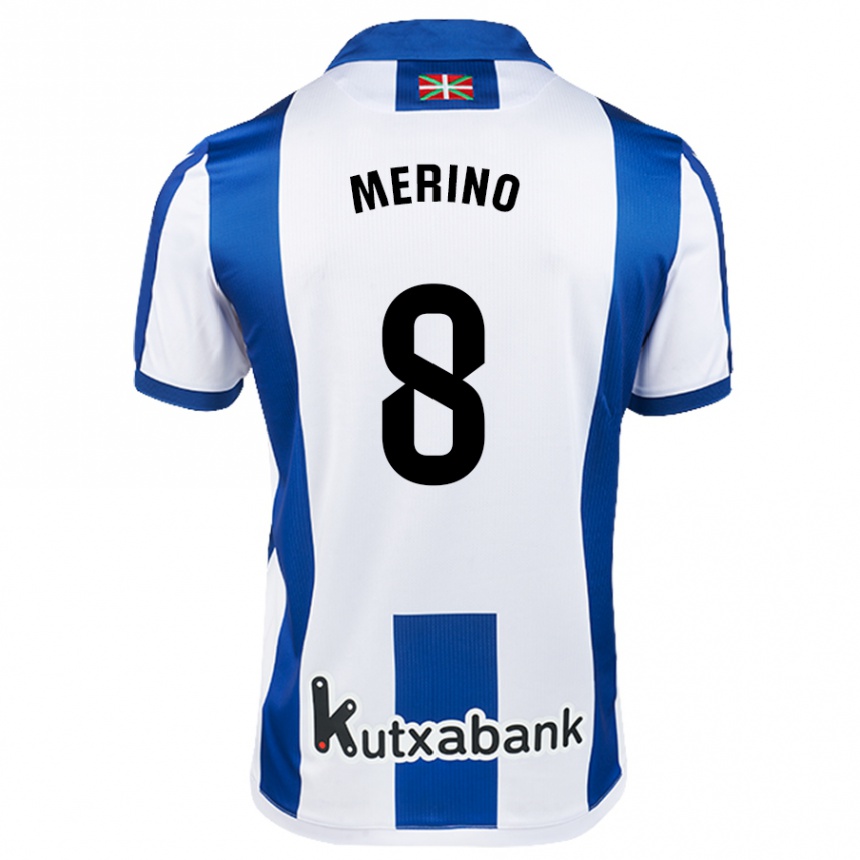 Kids Football Mikel Merino #8 White Blue Home Jersey 2024/25 T-Shirt Australia