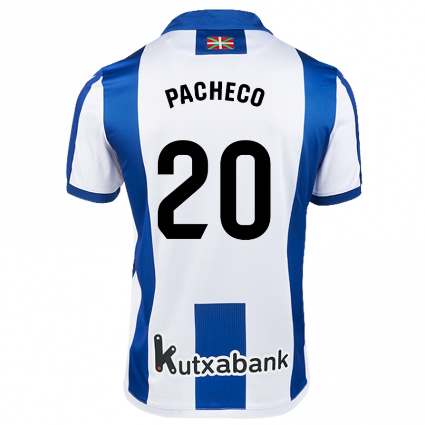 Kids Football Jon Pacheco #20 White Blue Home Jersey 2024/25 T-Shirt Australia