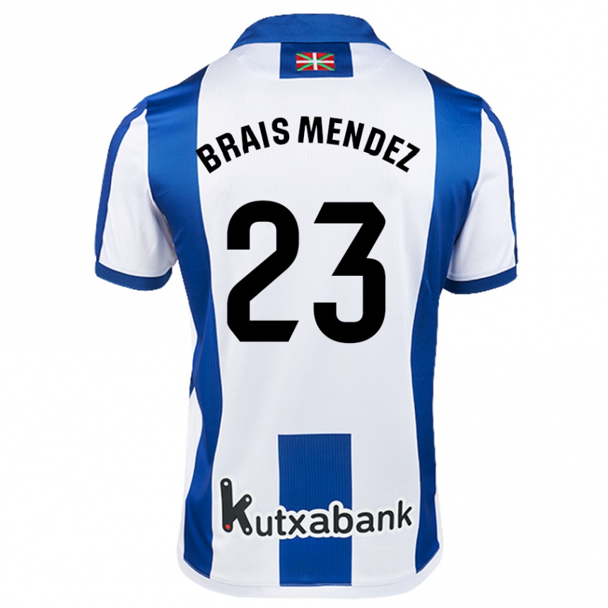 Kids Football Brais Méndez #23 White Blue Home Jersey 2024/25 T-Shirt Australia