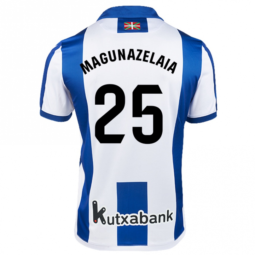 Kids Football Jon Magunazelaia #25 White Blue Home Jersey 2024/25 T-Shirt Australia