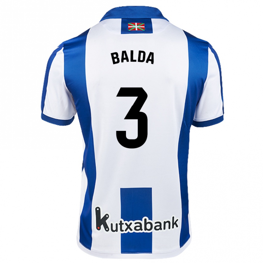 Kids Football Jon Balda #3 White Blue Home Jersey 2024/25 T-Shirt Australia