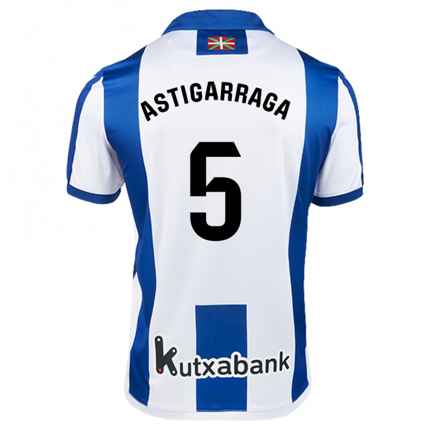 Kids Football Eneko Astigarraga #5 White Blue Home Jersey 2024/25 T-Shirt Australia