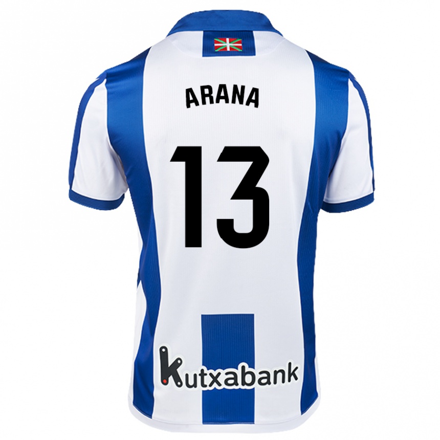 Kids Football Egoitz Arana #13 White Blue Home Jersey 2024/25 T-Shirt Australia