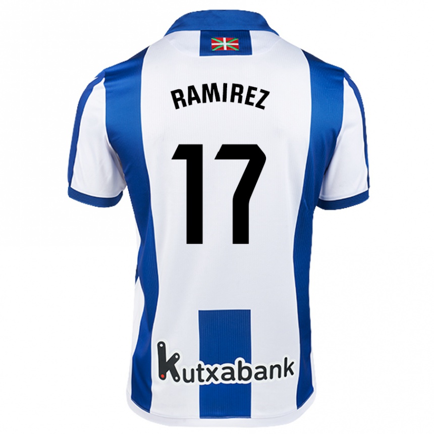 Kids Football Darío Ramirez #17 White Blue Home Jersey 2024/25 T-Shirt Australia