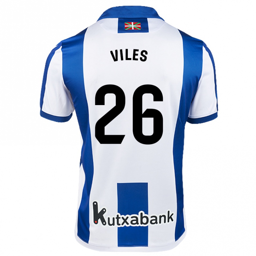 Kids Football Elene Viles #26 White Blue Home Jersey 2024/25 T-Shirt Australia