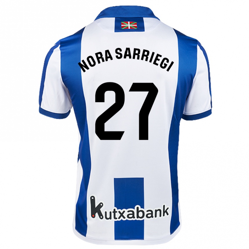 Kids Football Nora Sarriegi Galdos #27 White Blue Home Jersey 2024/25 T-Shirt Australia