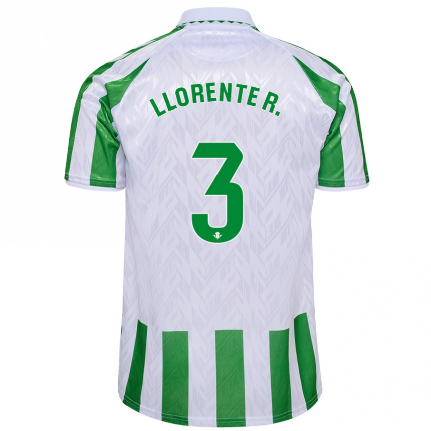 Kids Football Diego Llorente #3 Green White Stripes Home Jersey 2024/25 T-Shirt Australia