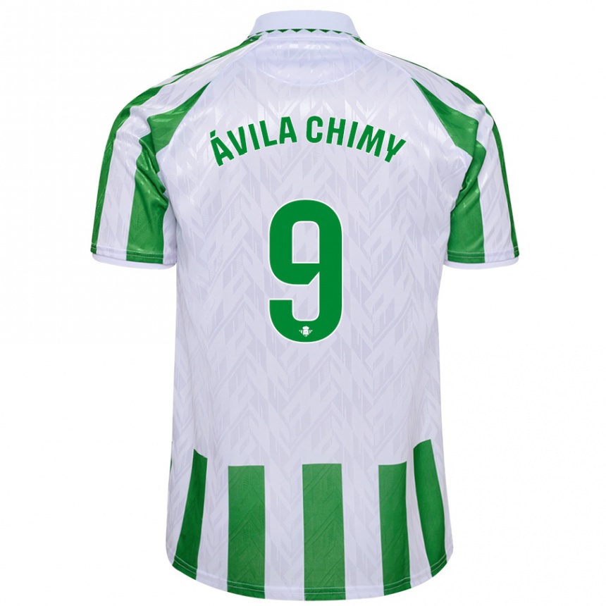 Kids Football Chimy Ávila #9 Green White Stripes Home Jersey 2024/25 T-Shirt Australia