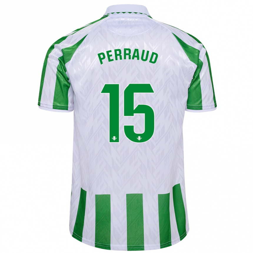 Kids Football Romain Perraud #15 Green White Stripes Home Jersey 2024/25 T-Shirt Australia