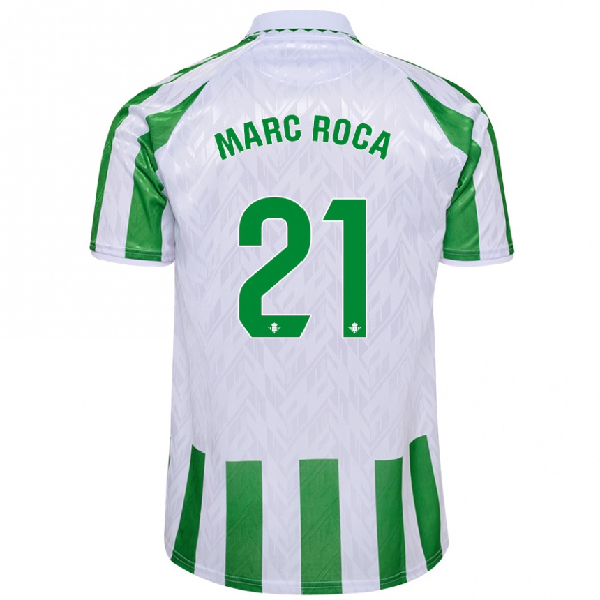 Kids Football Marc Roca #21 Green White Stripes Home Jersey 2024/25 T-Shirt Australia