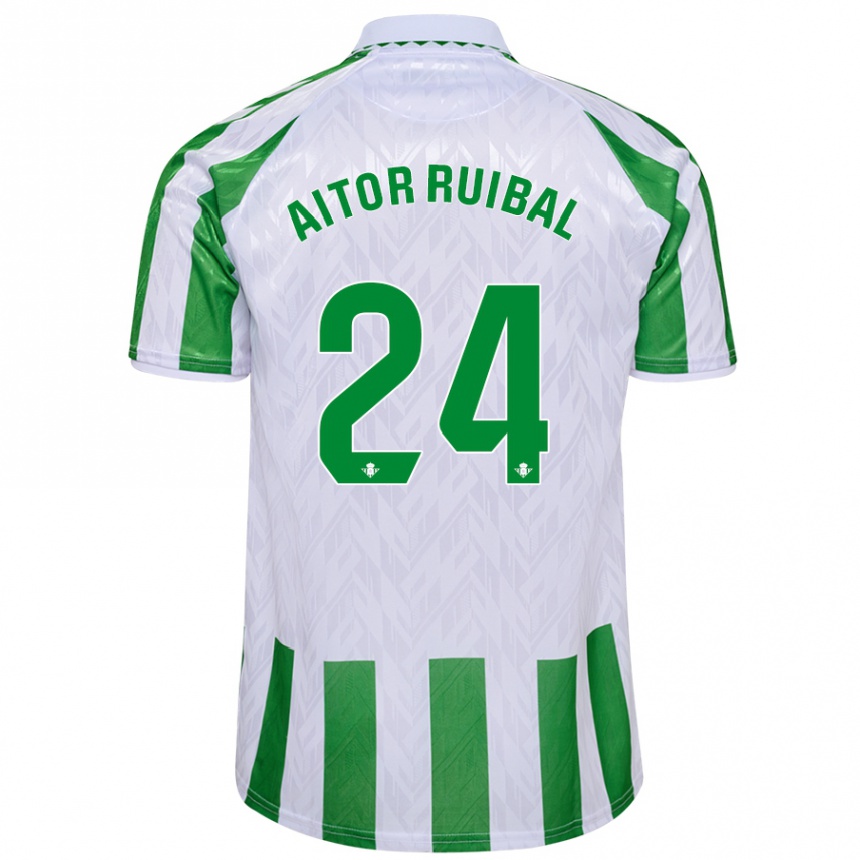 Kids Football Aitor Ruibal #24 Green White Stripes Home Jersey 2024/25 T-Shirt Australia