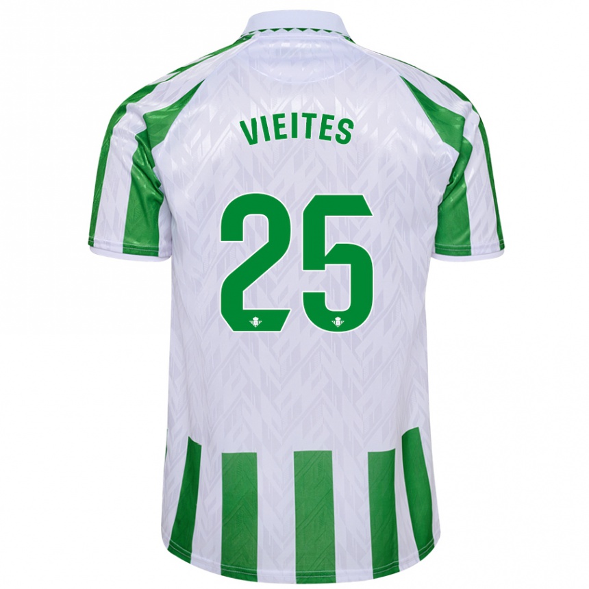 Kids Football Fran Vieites #25 Green White Stripes Home Jersey 2024/25 T-Shirt Australia