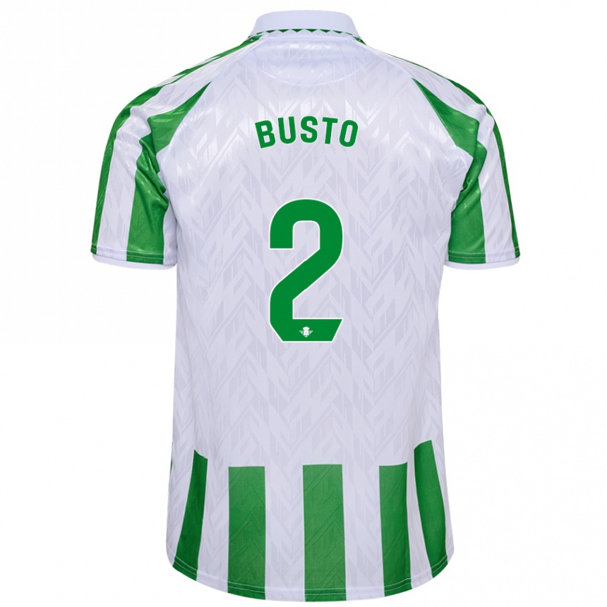 Kids Football Pablo Busto #2 Green White Stripes Home Jersey 2024/25 T-Shirt Australia