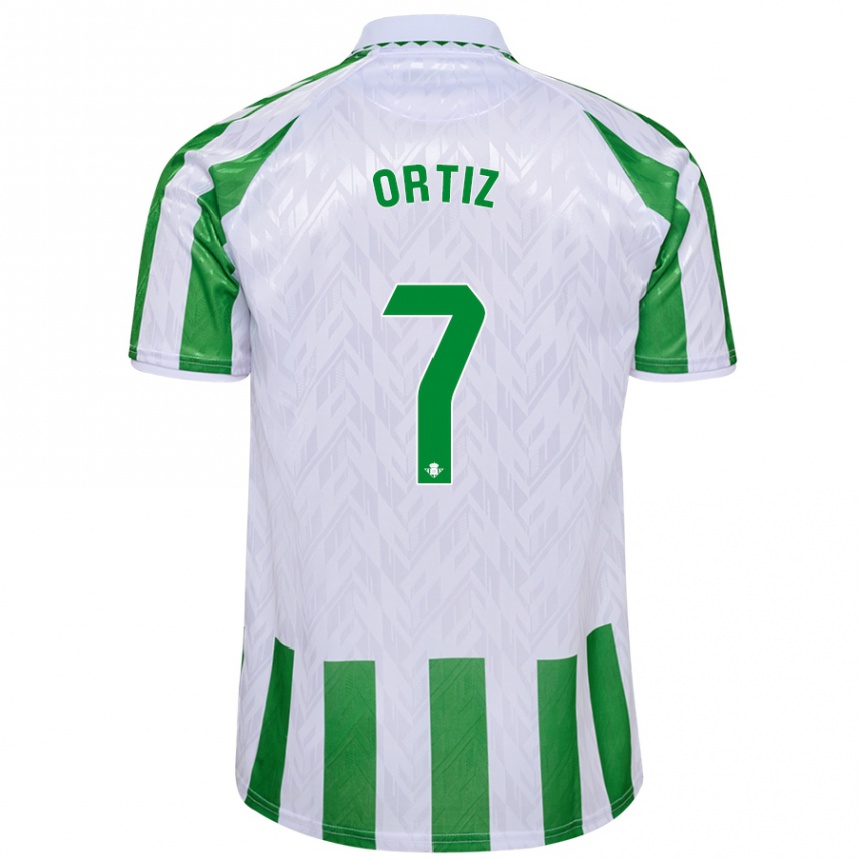 Kids Football Ángel Ortiz #7 Green White Stripes Home Jersey 2024/25 T-Shirt Australia