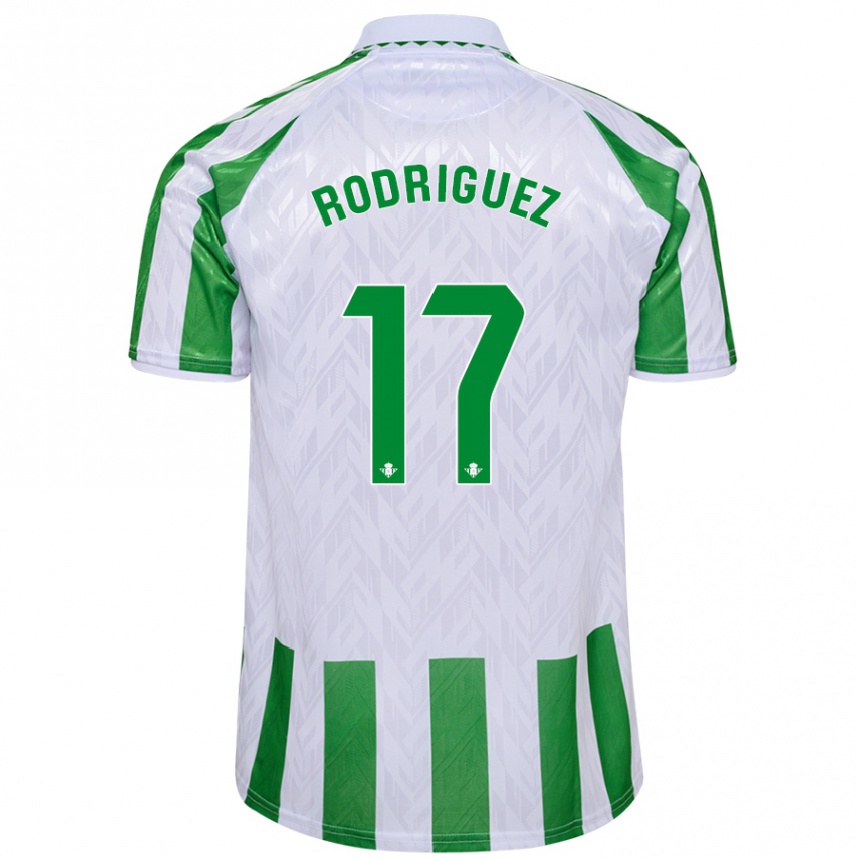 Kids Football Jesús Rodriguez #17 Green White Stripes Home Jersey 2024/25 T-Shirt Australia