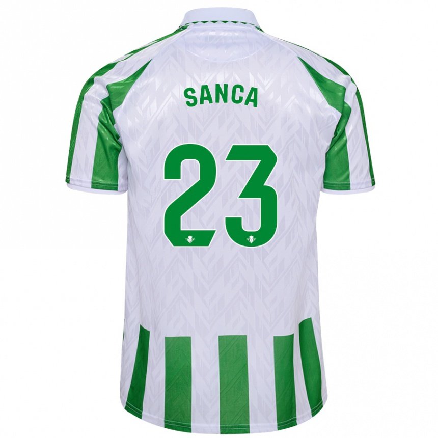 Kids Football Marciano Sanca #23 Green White Stripes Home Jersey 2024/25 T-Shirt Australia