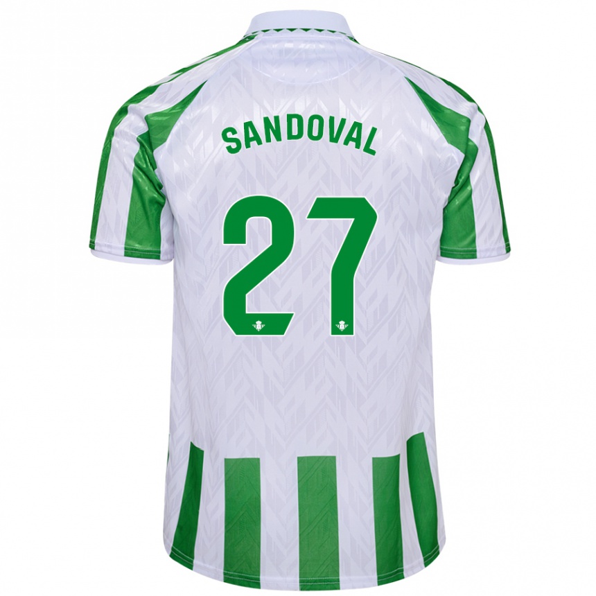 Kids Football Keimer Sandoval #27 Green White Stripes Home Jersey 2024/25 T-Shirt Australia