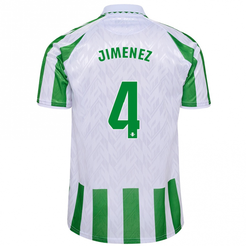 Kids Football María Jiménez Gutiérrez #4 Green White Stripes Home Jersey 2024/25 T-Shirt Australia