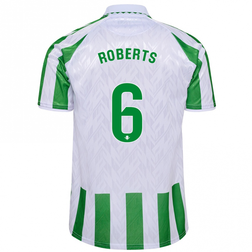 Kids Football Rhiannon Roberts #6 Green White Stripes Home Jersey 2024/25 T-Shirt Australia