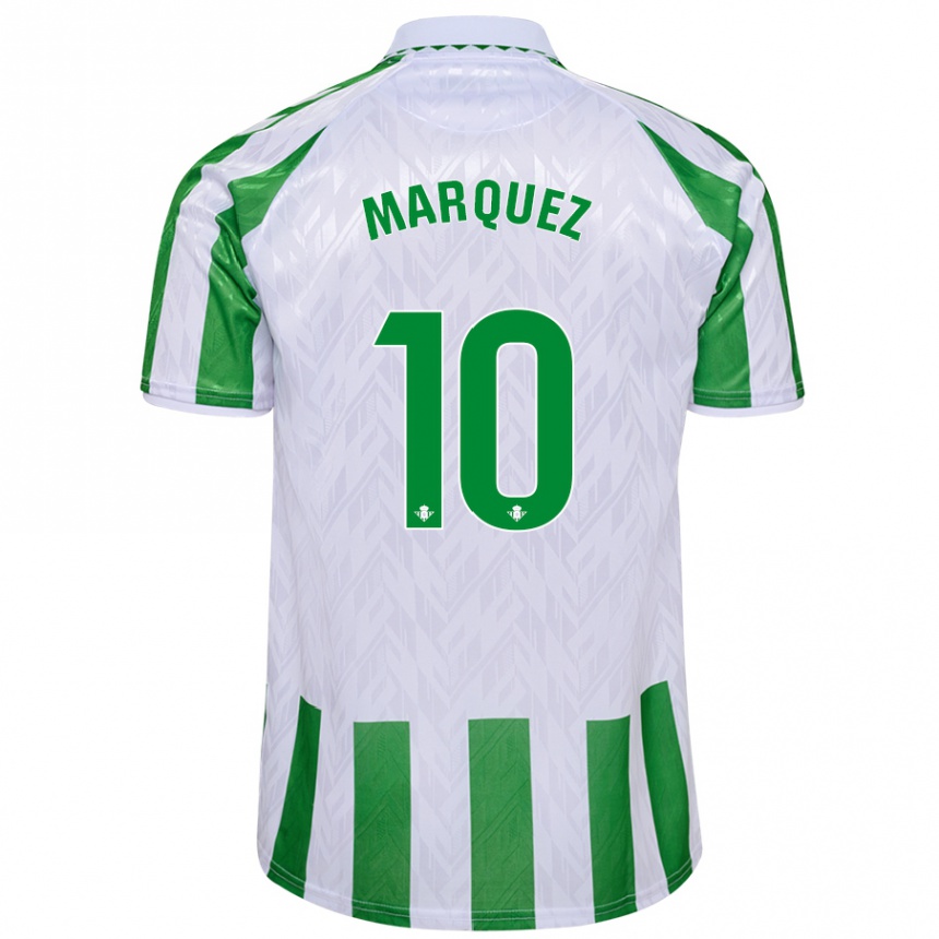 Kids Football Rosa Márquez #10 Green White Stripes Home Jersey 2024/25 T-Shirt Australia