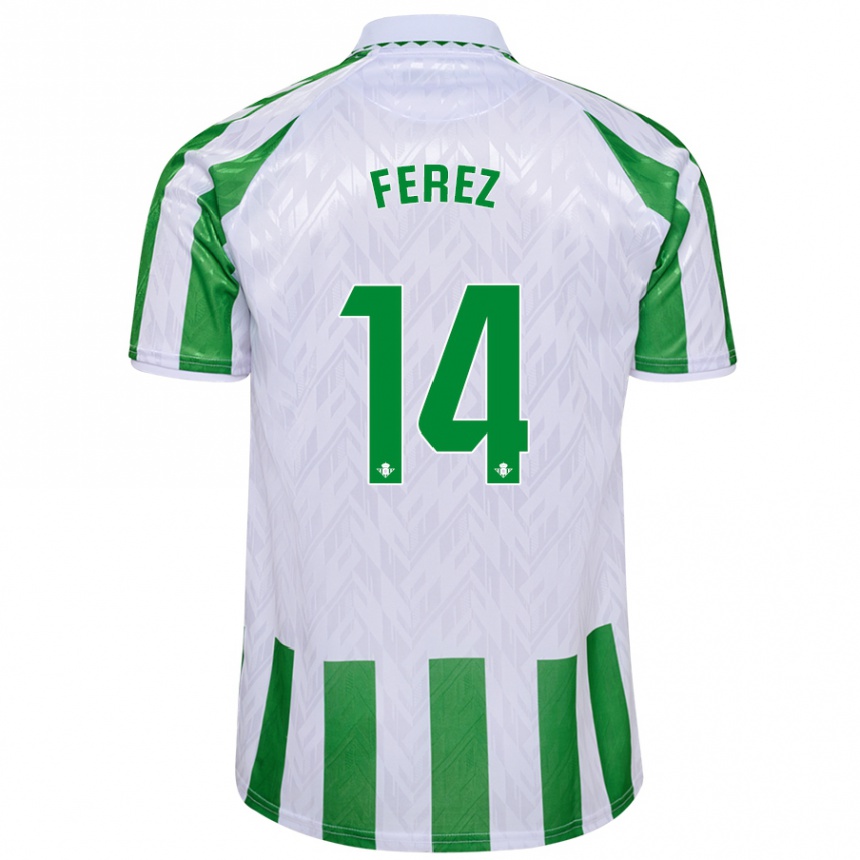 Kids Football Carolina Férez #14 Green White Stripes Home Jersey 2024/25 T-Shirt Australia