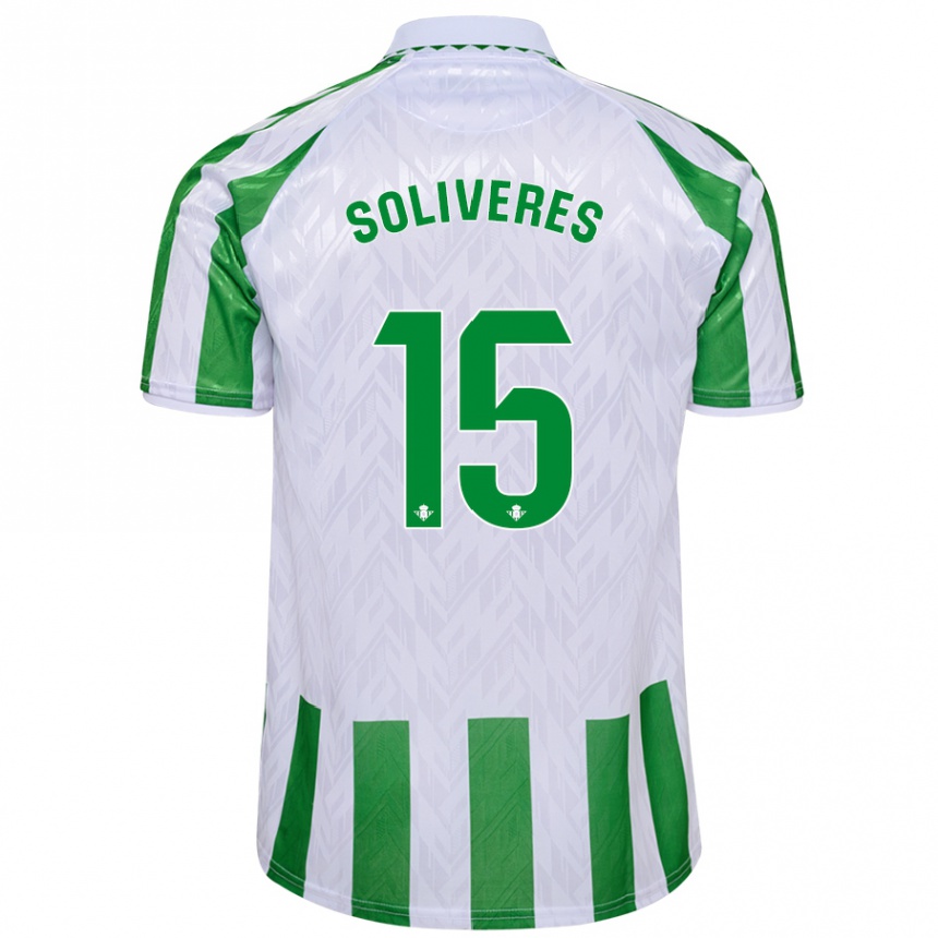 Kids Football Gema Soliveres #15 Green White Stripes Home Jersey 2024/25 T-Shirt Australia