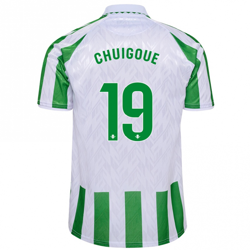 Kids Football Dorine Chuigoué #19 Green White Stripes Home Jersey 2024/25 T-Shirt Australia