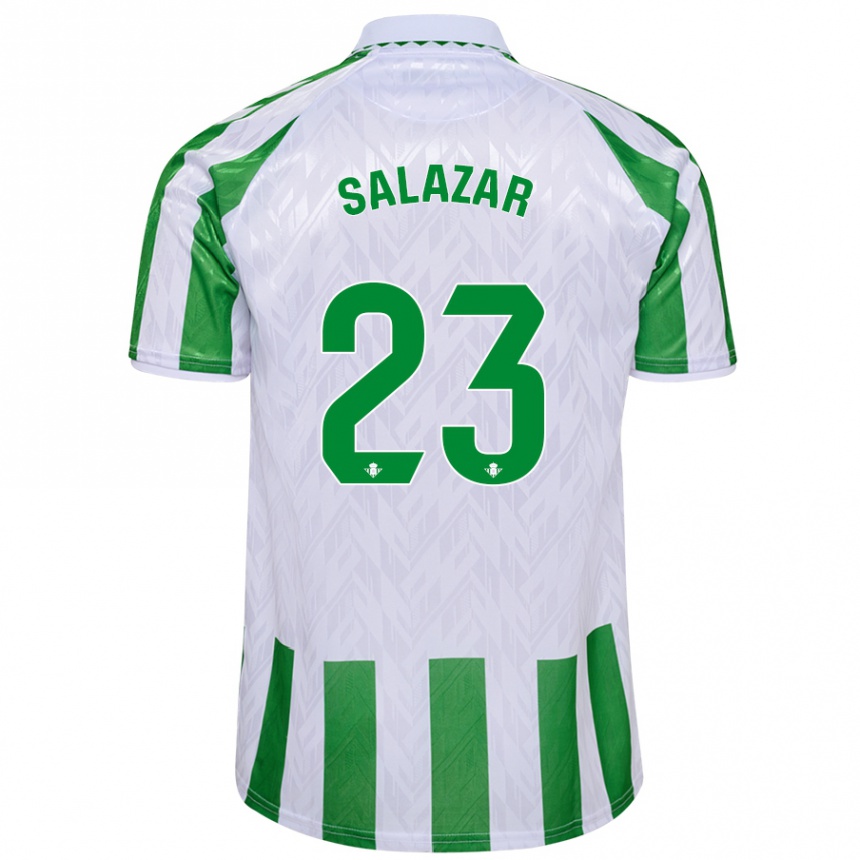 Kids Football Noelia Salazar #23 Green White Stripes Home Jersey 2024/25 T-Shirt Australia