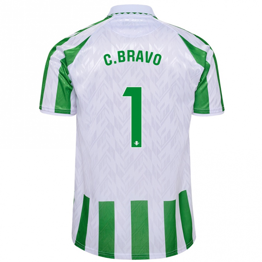 Kids Football Claudio Bravo #1 Green White Stripes Home Jersey 2024/25 T-Shirt Australia