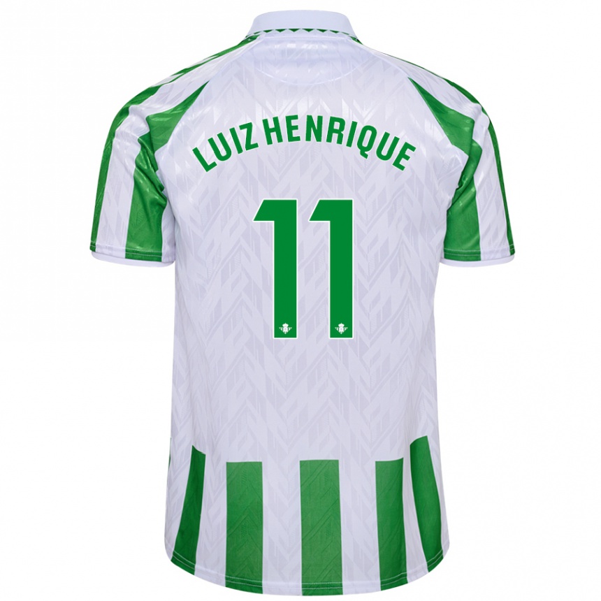 Kids Football Luiz Henrique #11 Green White Stripes Home Jersey 2024/25 T-Shirt Australia