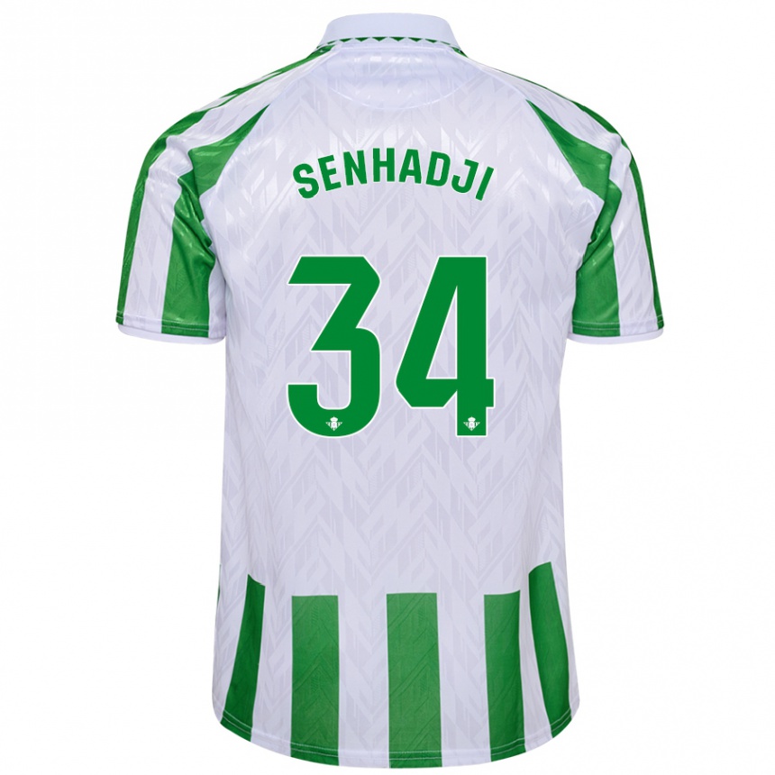 Kids Football Yanis Senhadji #34 Green White Stripes Home Jersey 2024/25 T-Shirt Australia