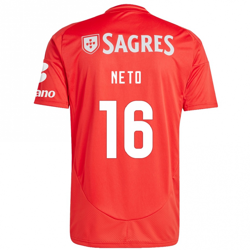 Kids Football Martim Neto #16 Red White Home Jersey 2024/25 T-Shirt Australia