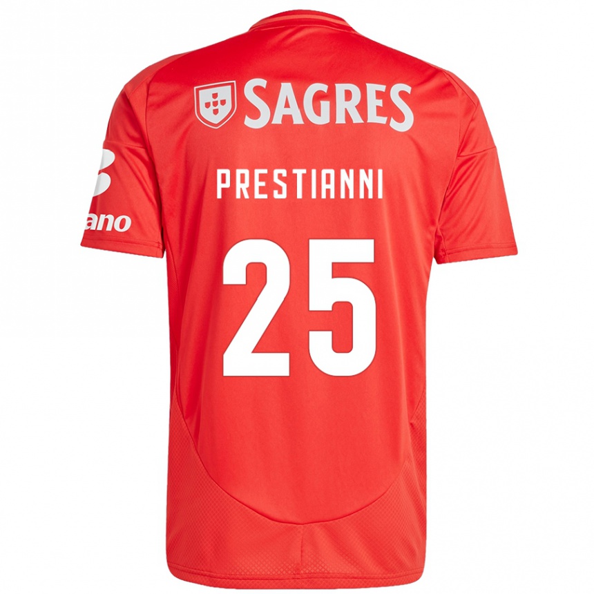 Kids Football Gianluca Prestianni #25 Red White Home Jersey 2024/25 T-Shirt Australia