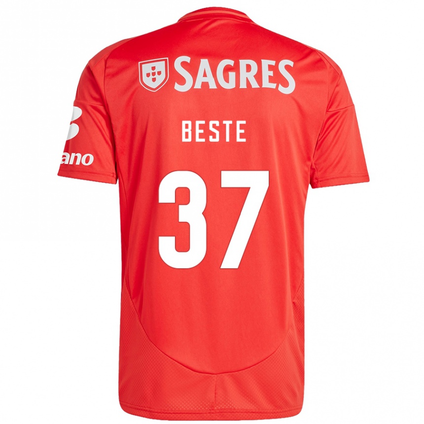 Kids Football Jan-Niklas Beste #37 Red White Home Jersey 2024/25 T-Shirt Australia