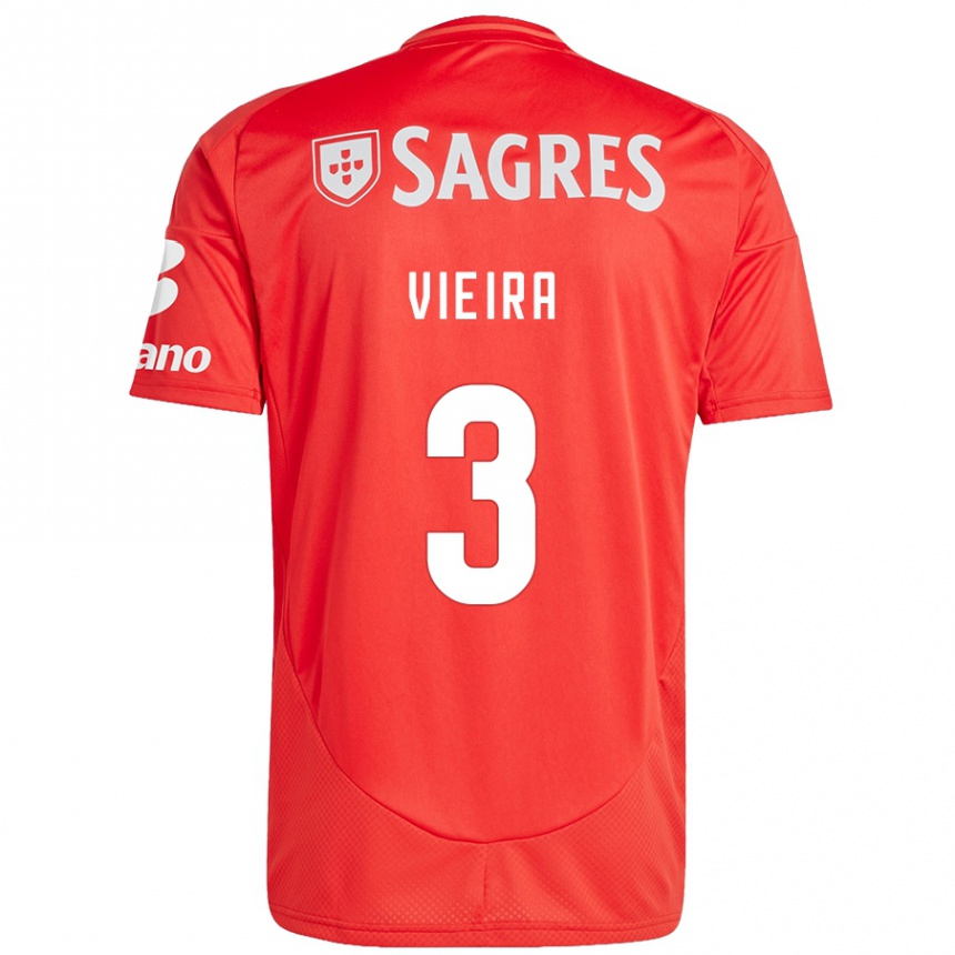 Kids Football Miguel Vieira #3 Red White Home Jersey 2024/25 T-Shirt Australia