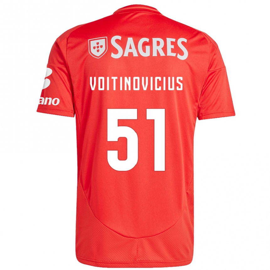 Kids Football Arnas Voitinovicius #51 Red White Home Jersey 2024/25 T-Shirt Australia