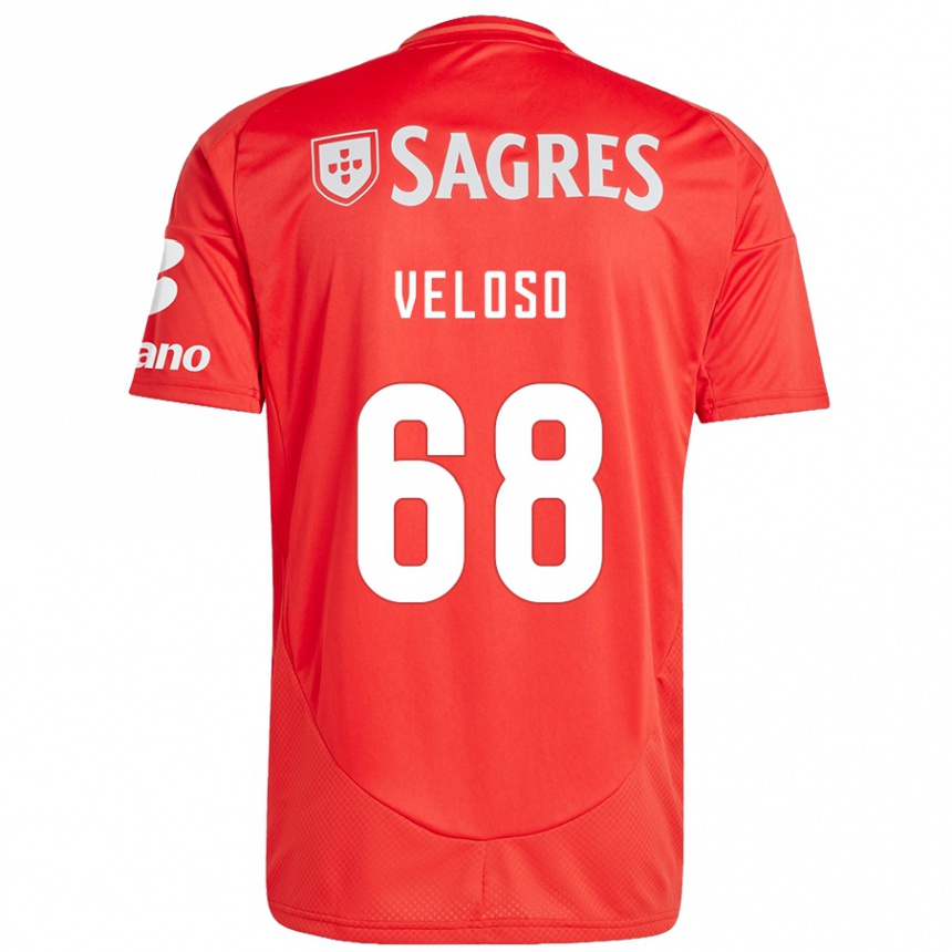 Kids Football João Veloso #68 Red White Home Jersey 2024/25 T-Shirt Australia