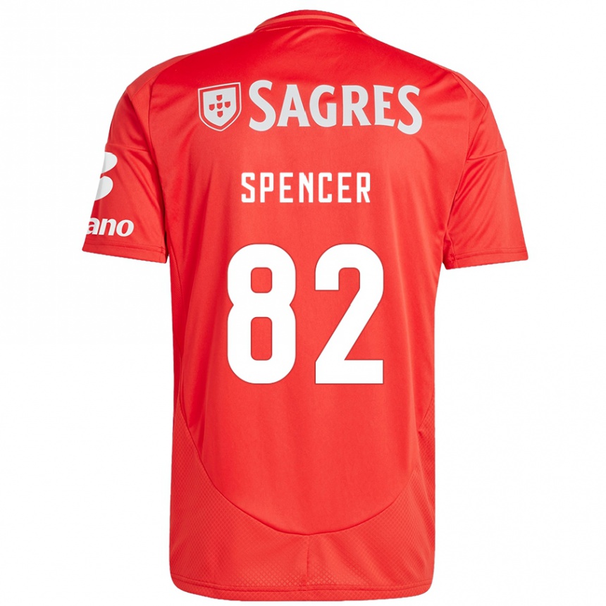 Kids Football Diogo Spencer #82 Red White Home Jersey 2024/25 T-Shirt Australia