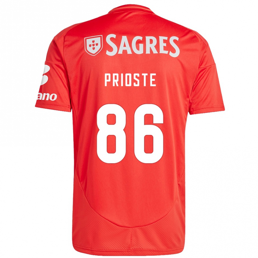 Kids Football Diogo Prioste #86 Red White Home Jersey 2024/25 T-Shirt Australia