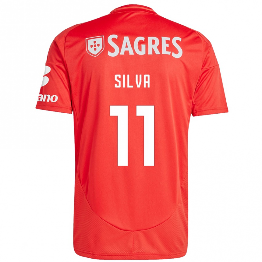 Kids Football Jéssica Silva #11 Red White Home Jersey 2024/25 T-Shirt Australia