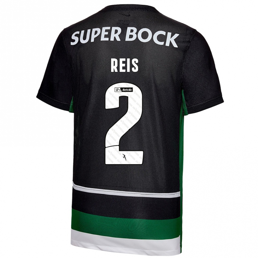 Kids Football Matheus Reis #2 Black White Green Home Jersey 2024/25 T-Shirt Australia