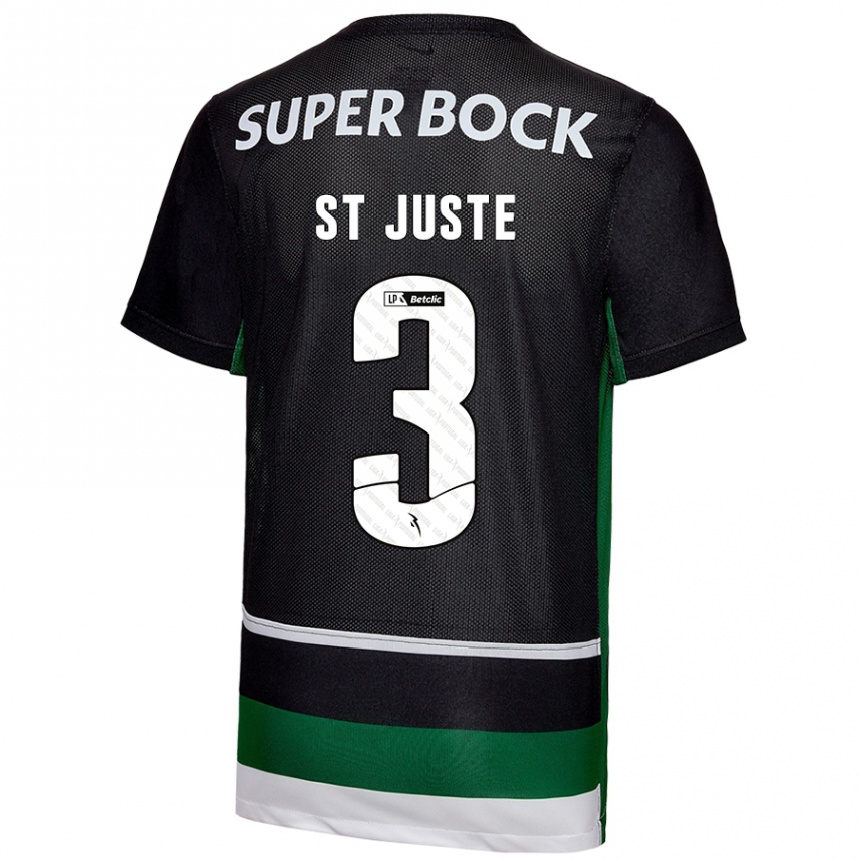 Kids Football Jerry St. Juste #3 Black White Green Home Jersey 2024/25 T-Shirt Australia