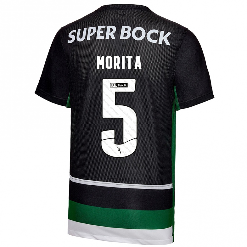 Kids Football Hidemasa Morita #5 Black White Green Home Jersey 2024/25 T-Shirt Australia