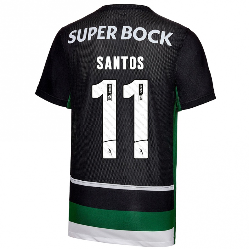 Kids Football Nuno Santos #11 Black White Green Home Jersey 2024/25 T-Shirt Australia