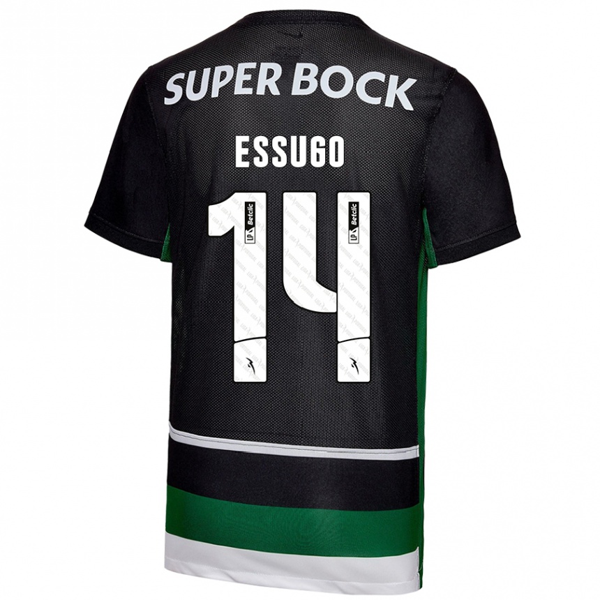 Kids Football Dário Essugo #14 Black White Green Home Jersey 2024/25 T-Shirt Australia