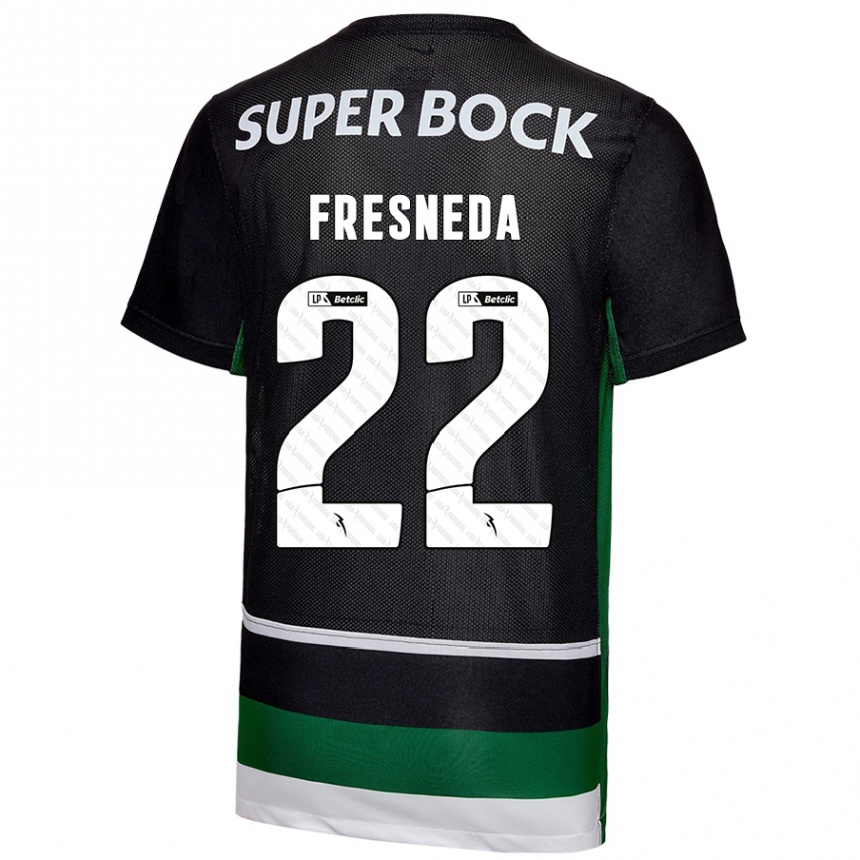 Kids Football Iván Fresneda #22 Black White Green Home Jersey 2024/25 T-Shirt Australia